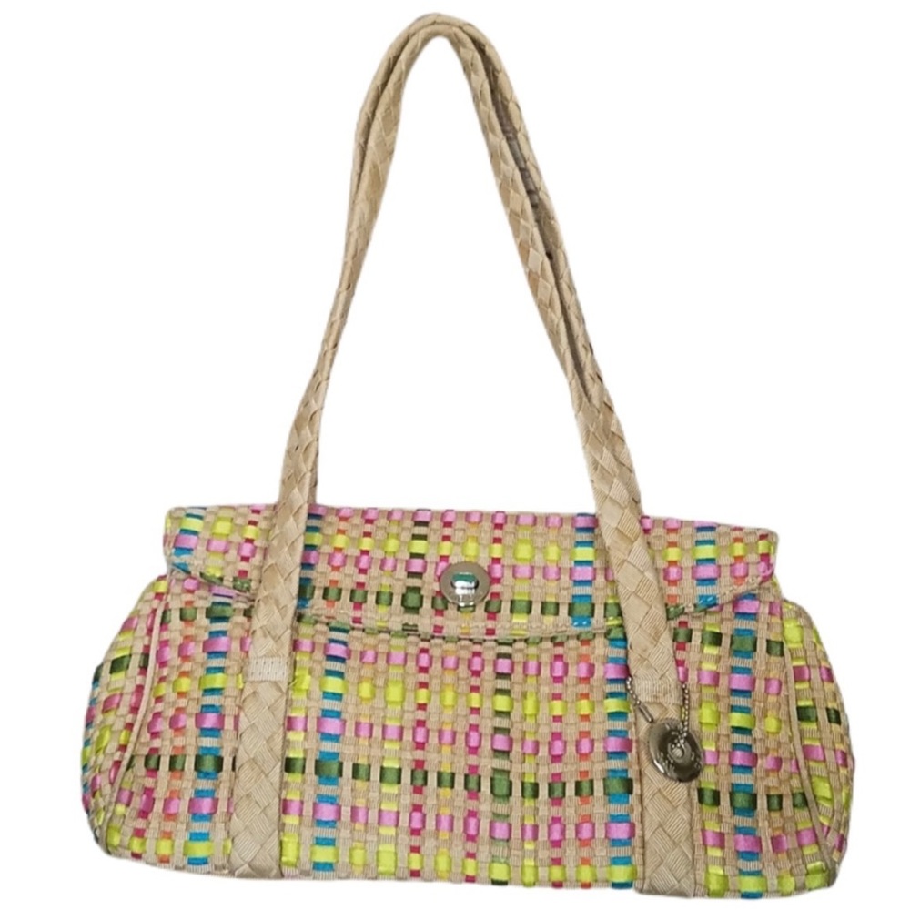 The Sak Woven Beige Ribbon Purse Baguett Tan Bag